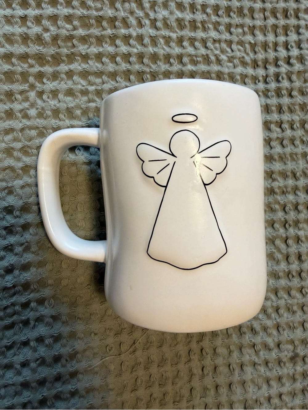 Rae Dunn White Angel Outline Ceramic Mug